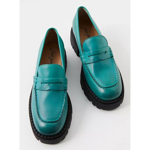 FREE PEOPLE Lyra Lug Sole Loafers / Mountain Spring - Picture 1 of 12